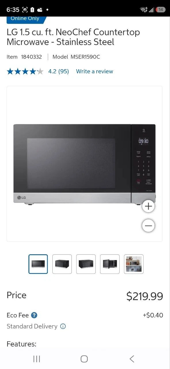 LG 1.5 cu. ft. Smart Inverter Microwave Oven - Stainless Steel