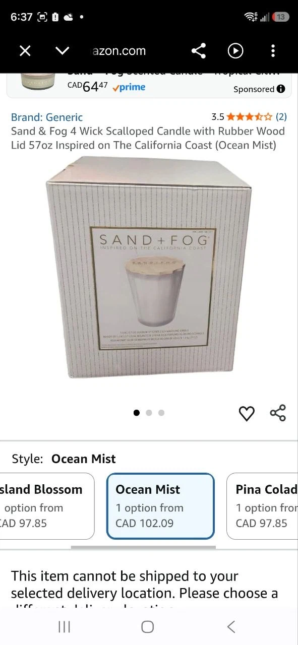 Sand + Fog Ocean Mist Scented Soy Wax Blend Candle 57oz