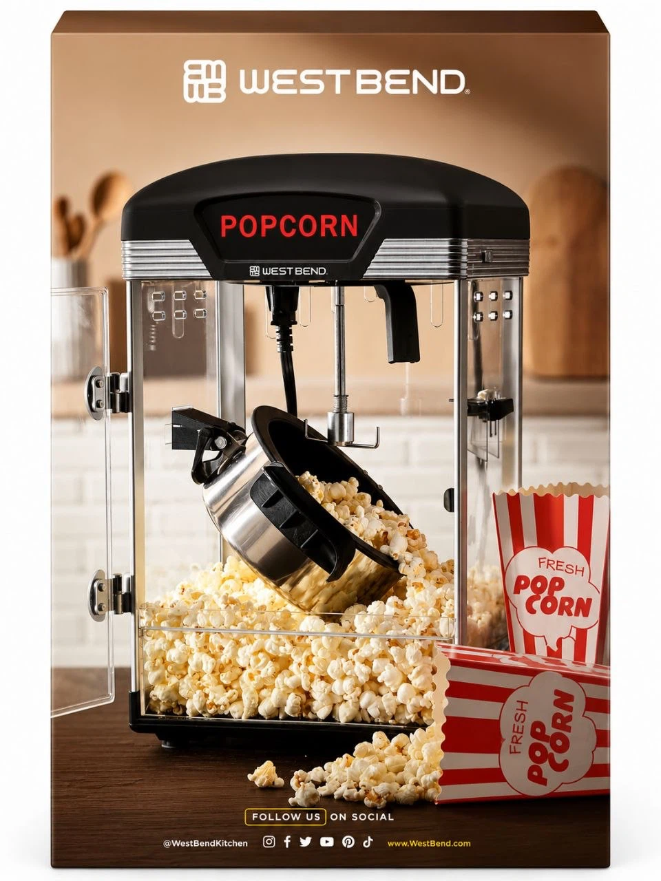 West Bend Theatre Popcorn Maker XL, 16 Cups, Black