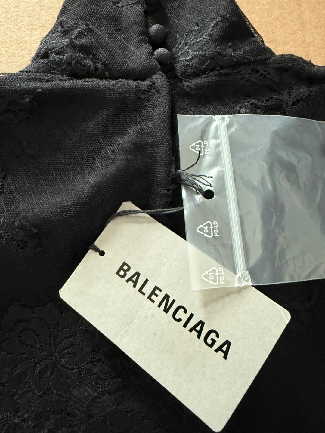 Balenciaga Black Stretch Lace Top and Gloves Set