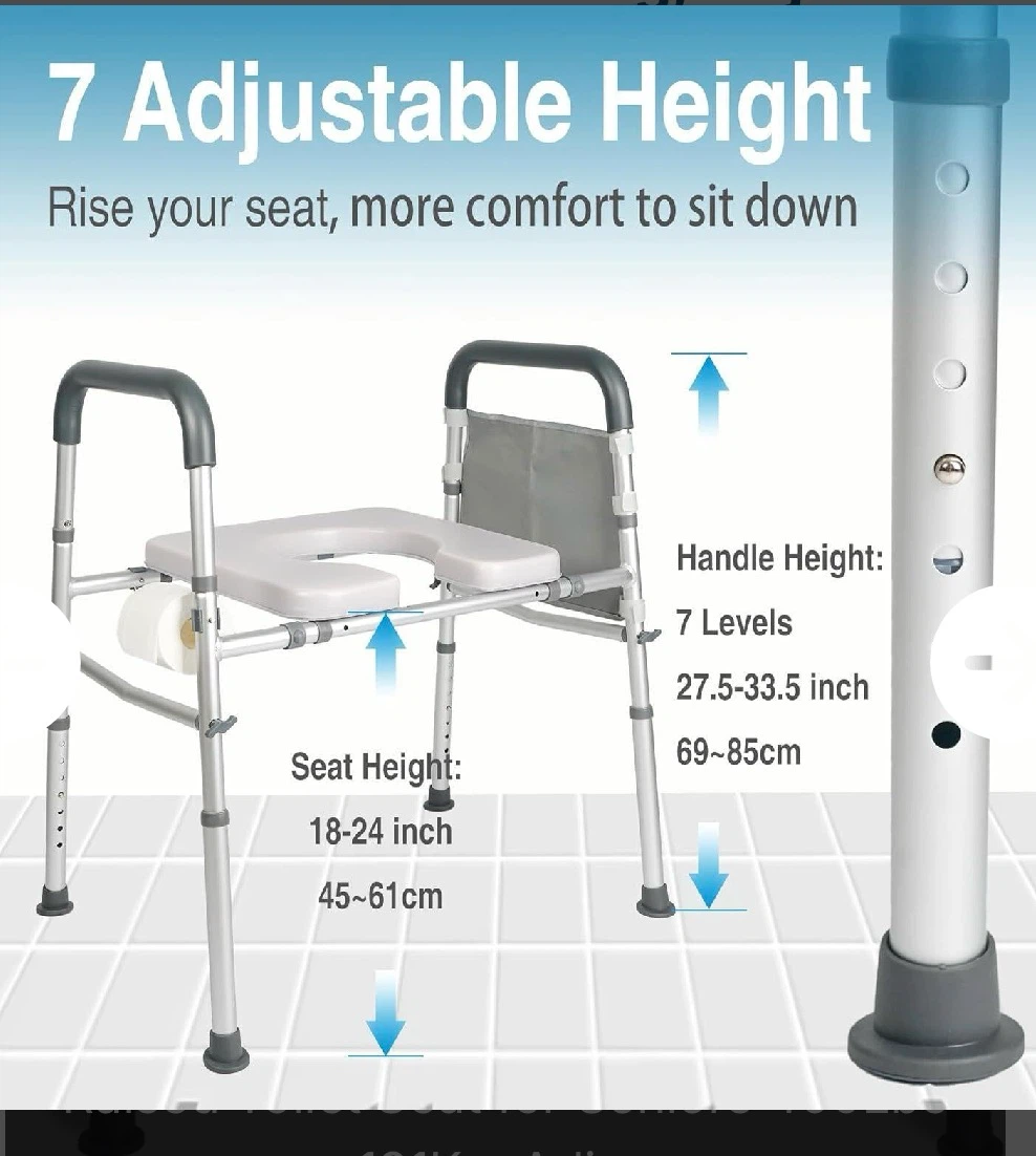 Adjustable Toilet Safety Frame with Padded Seat - photo 2