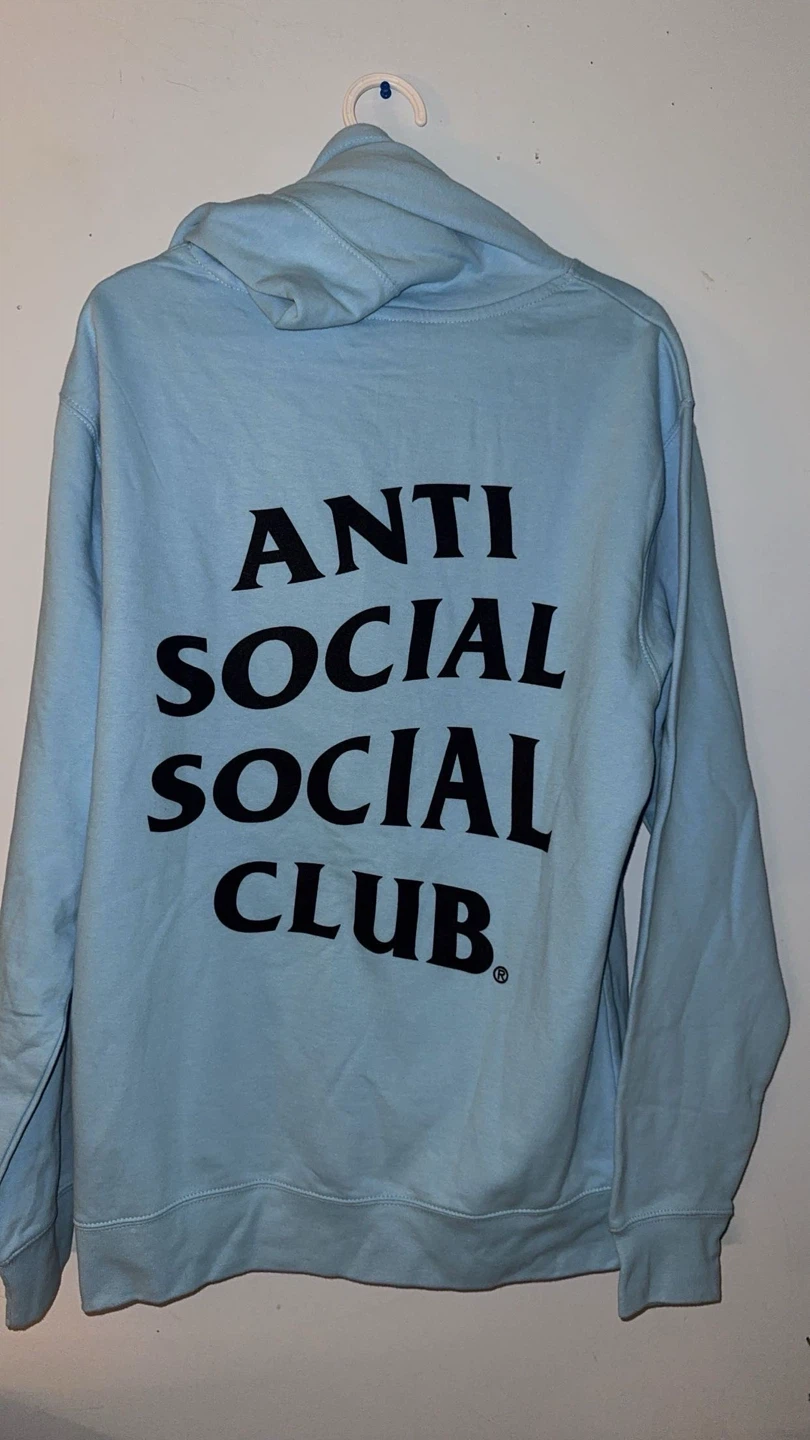 Baby blue and black anti social club hoodie - photo 2