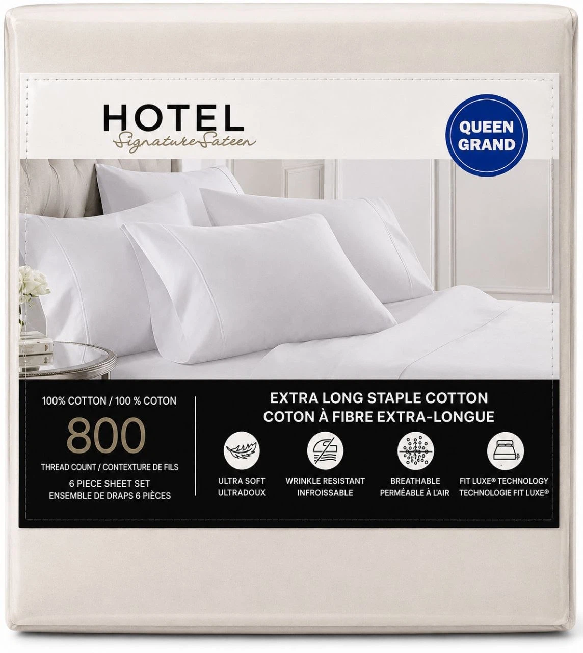 Hotel Signature Sateen Queen Grand 800 Thread Count 6 Piece