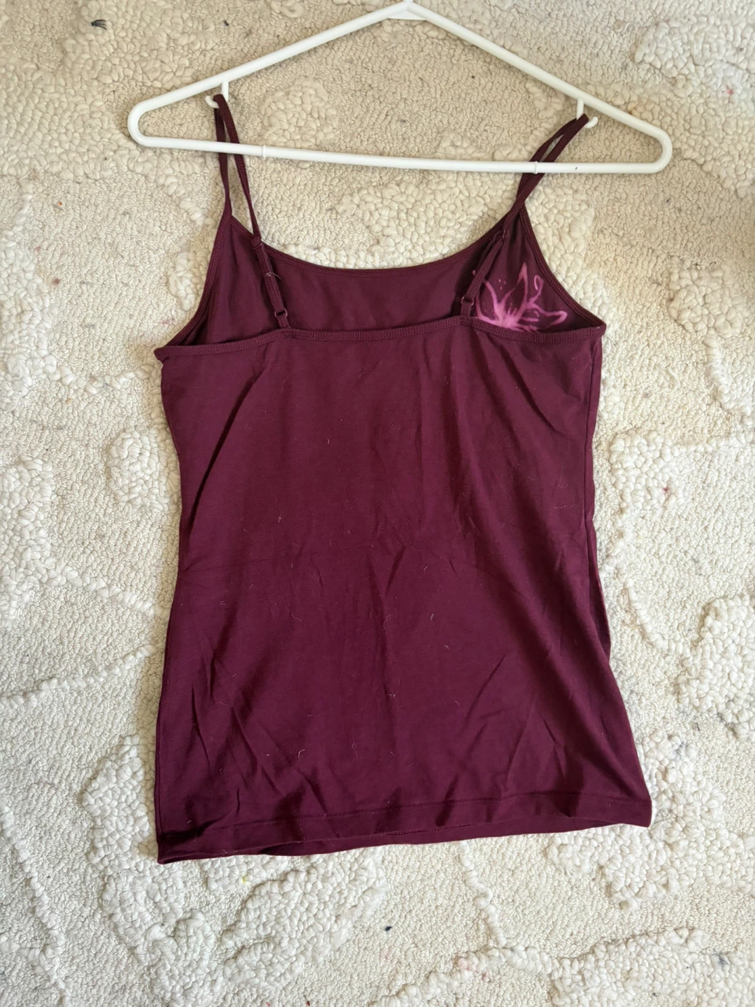 Bleach painted handmade Tank Top - S/P - Burgundy Floral - photo 4