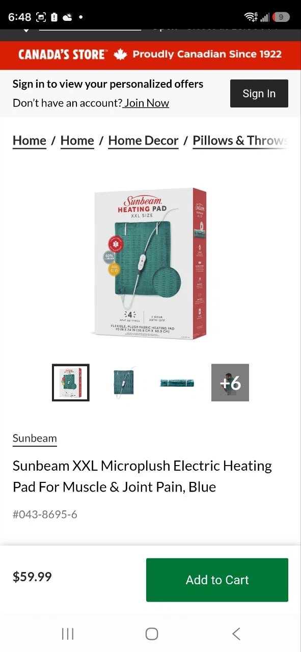 Sunbeam XXL Microplush Electric Heating Pad - Blue