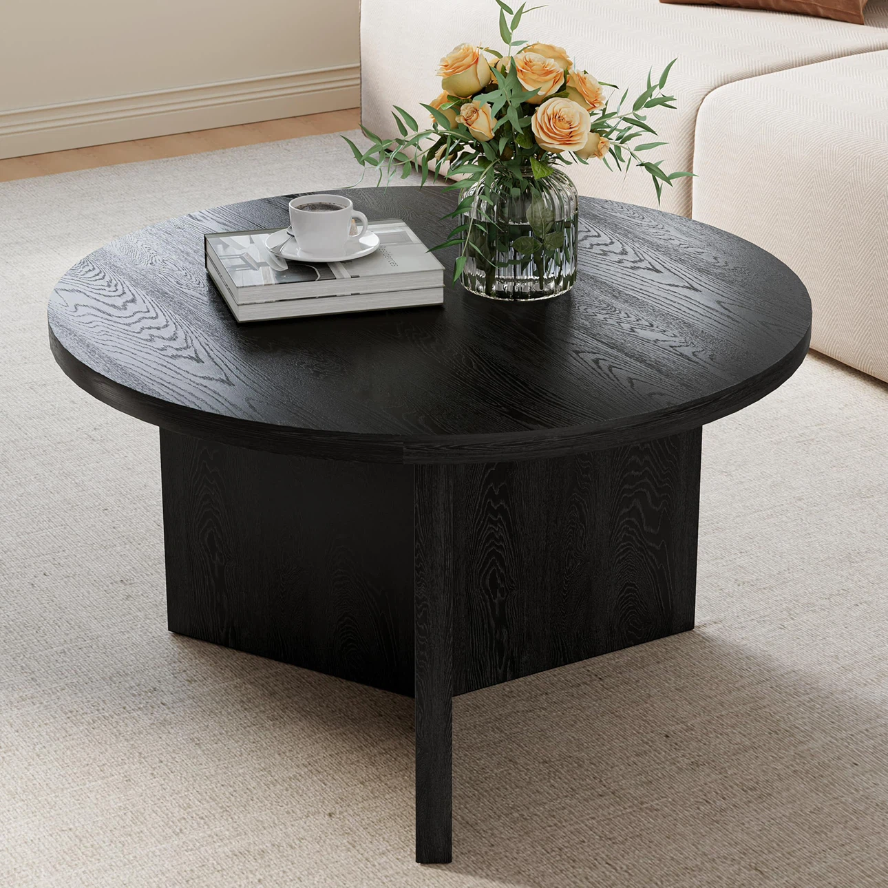Black Round Coffee Table - photo 3