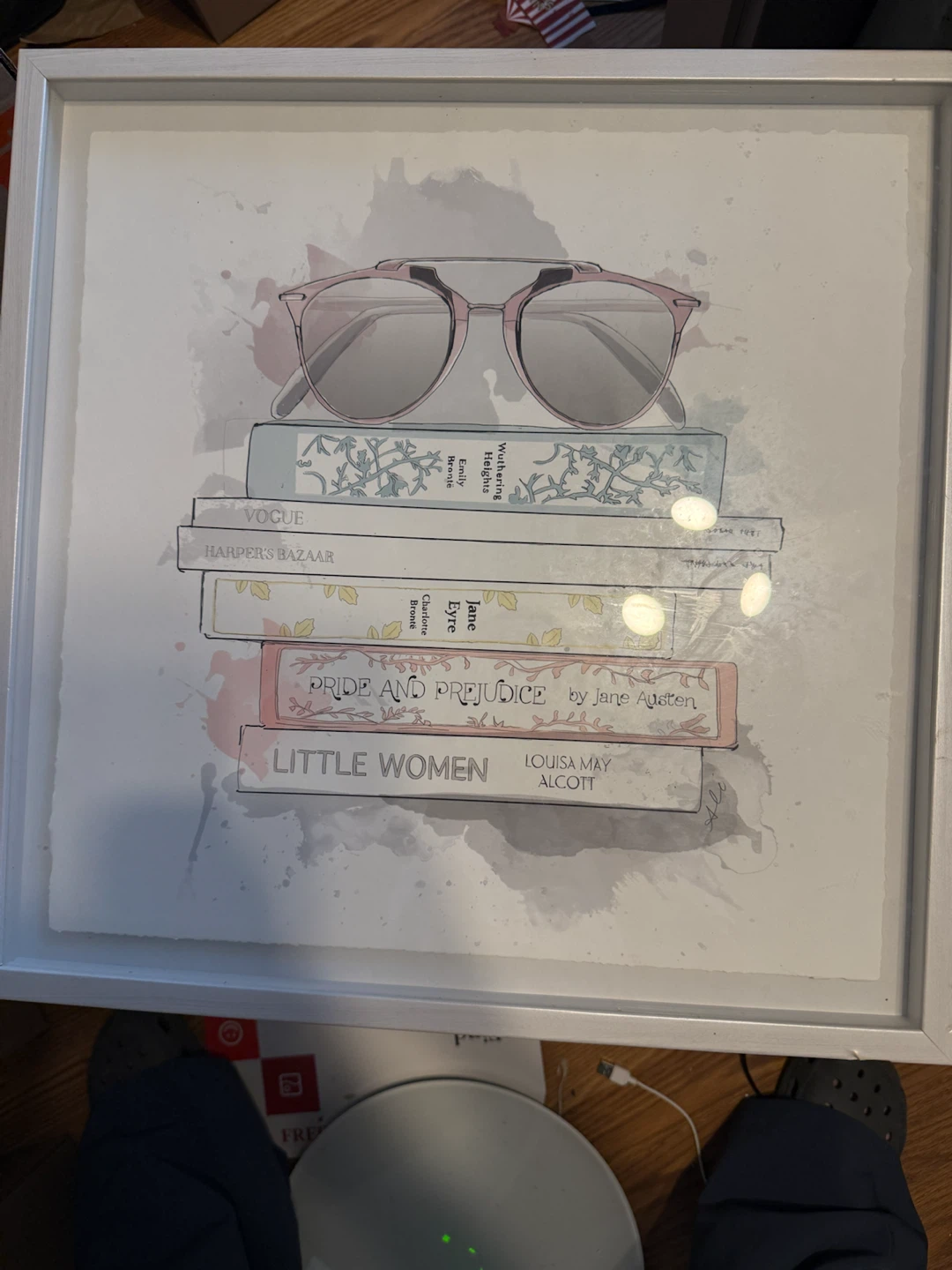 Framed Book Print with Pink Glasses