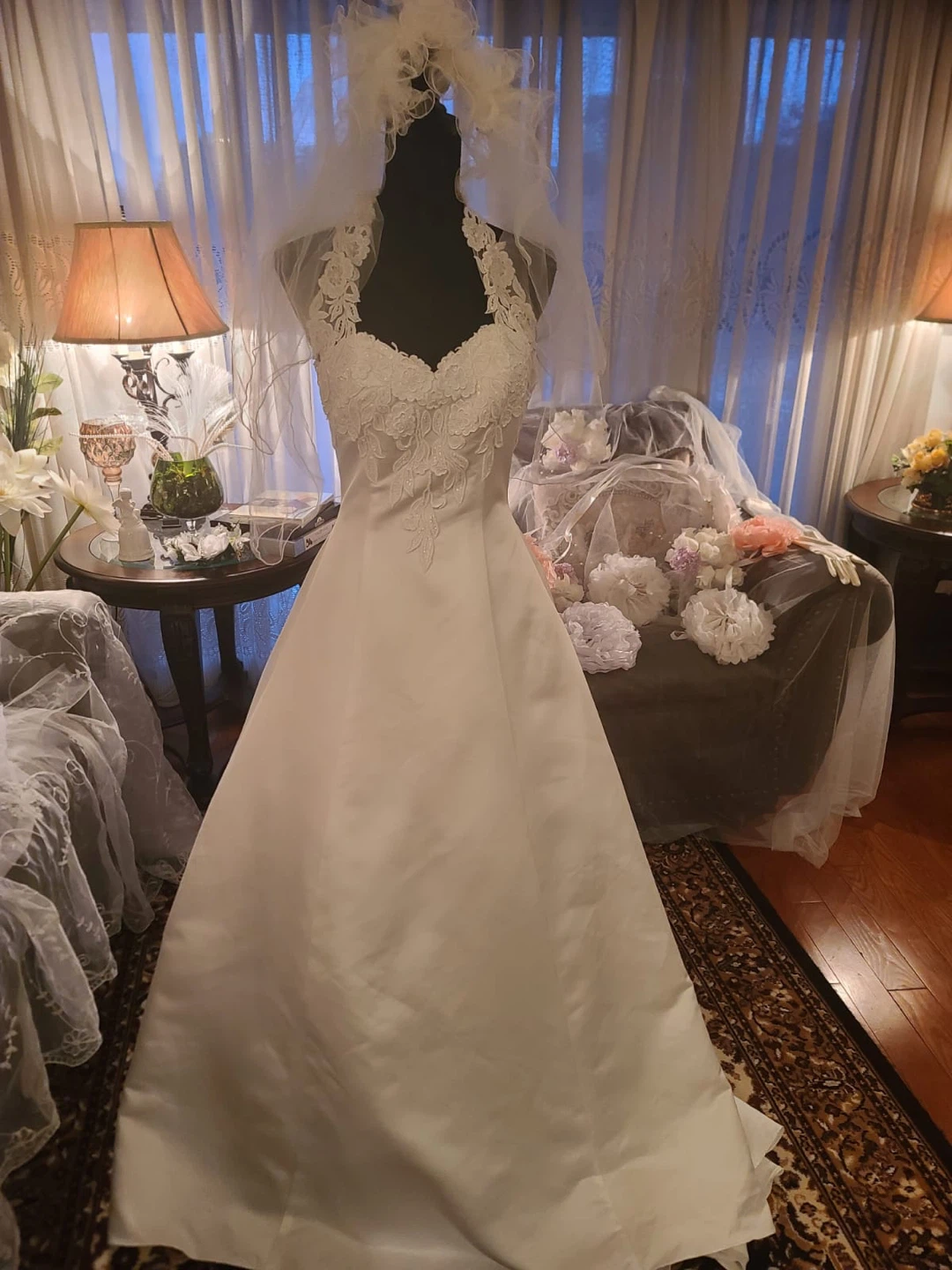 White Wedding Dress with Veil