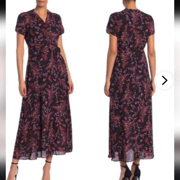 Nwt NANETTE LEPORE Dragonfruit Multi Floral Belted Maxi Dress