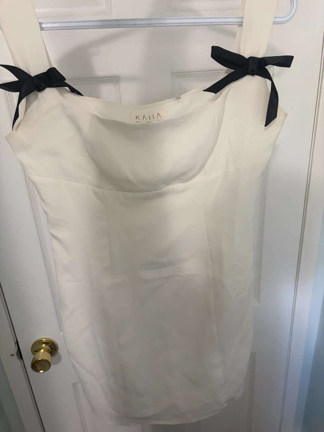 White KAILA Dress with Black Bows