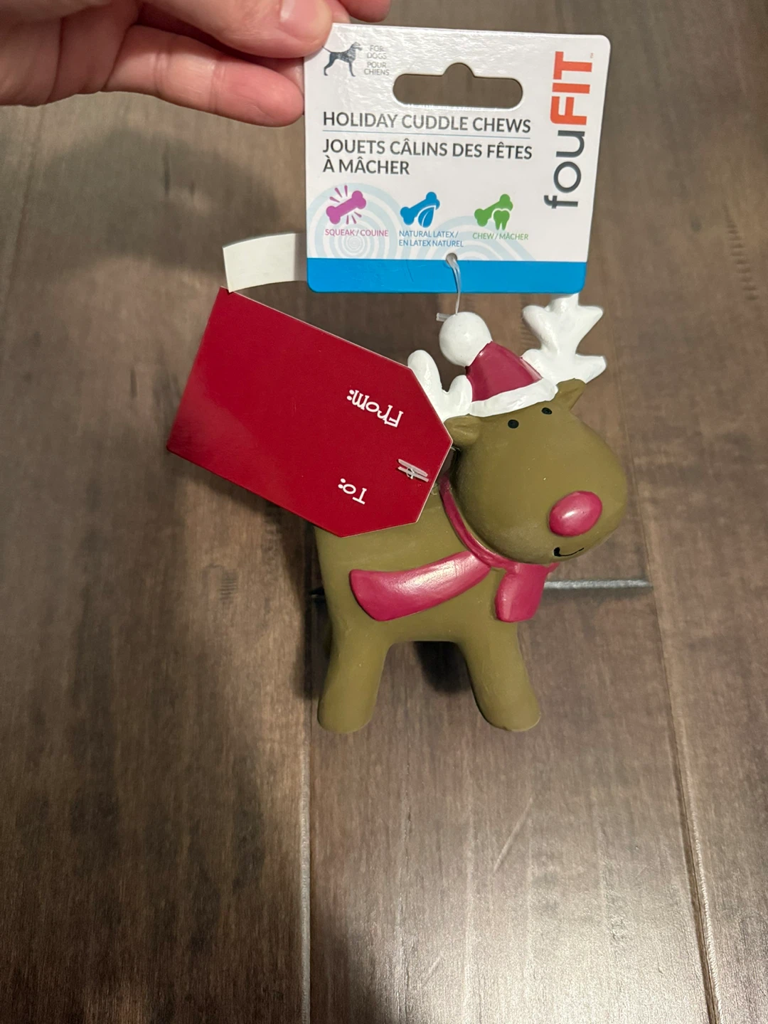 New! FouFit Holiday Cuddle Chews Dog Toy - Reindeer