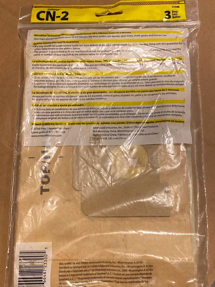 Endust Micro Filter Vacuum Bags CN-2 for Eureka 6830 Series - photo 2