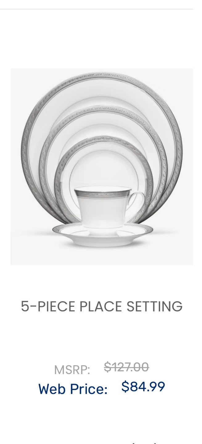 Noritake Crestwood Platinum 30 Piece Dinnerware Set for 6 - photo 3