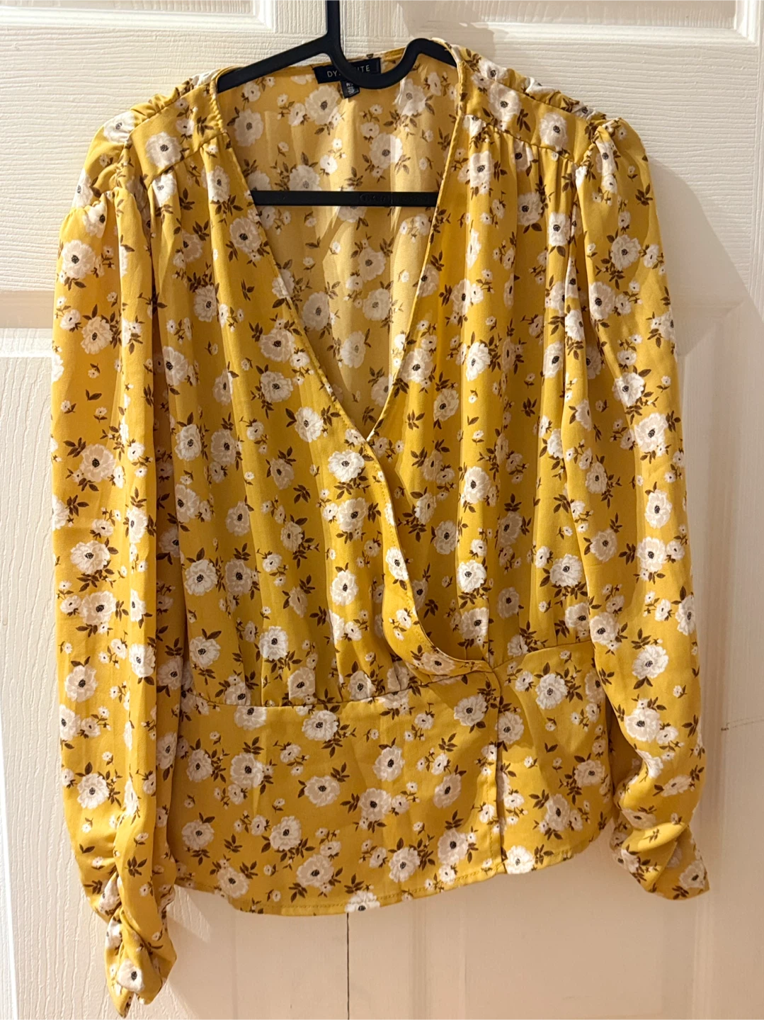 DYNAMITE Yellow Floral Wrap Blouse
