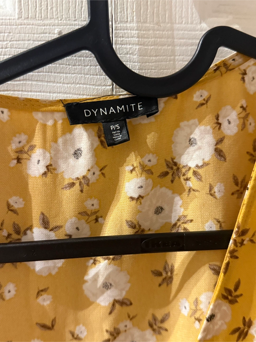DYNAMITE Yellow Floral Wrap Blouse - photo 3