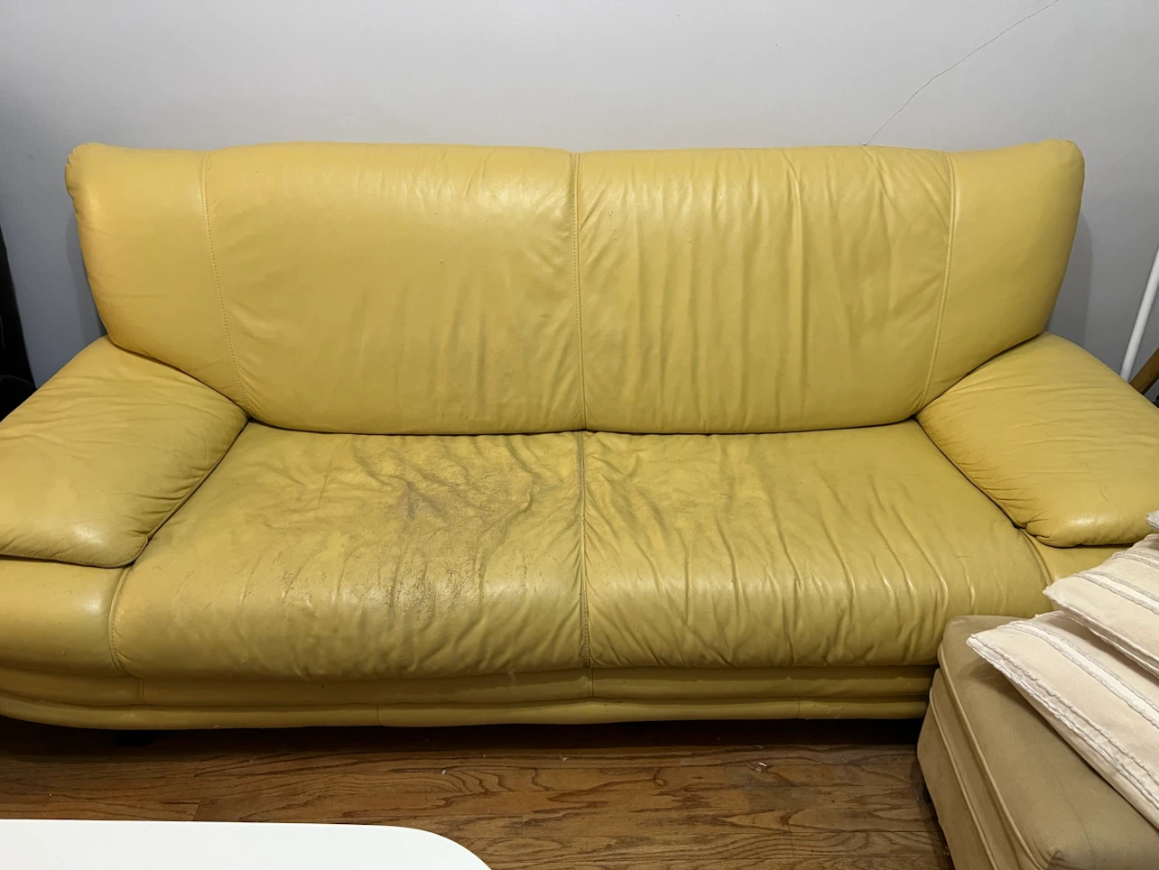 Yellow Leather Sofa - photo 2