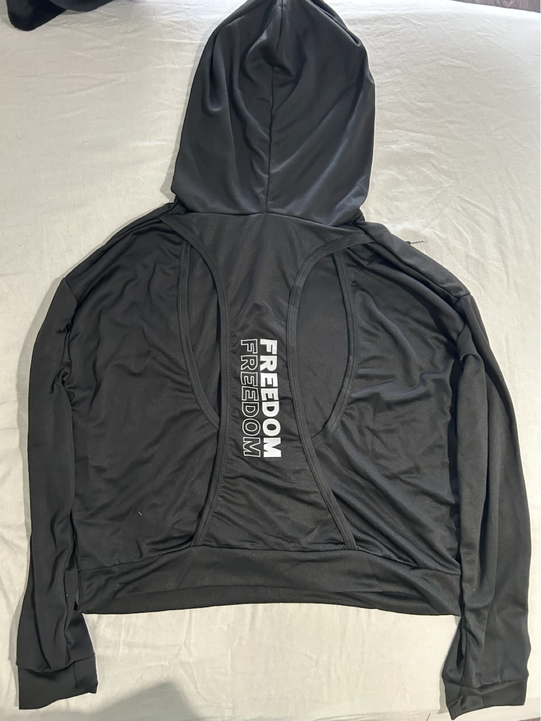 Black Hoodie with "FREEDOM FREEDOM" graphic - photo 2