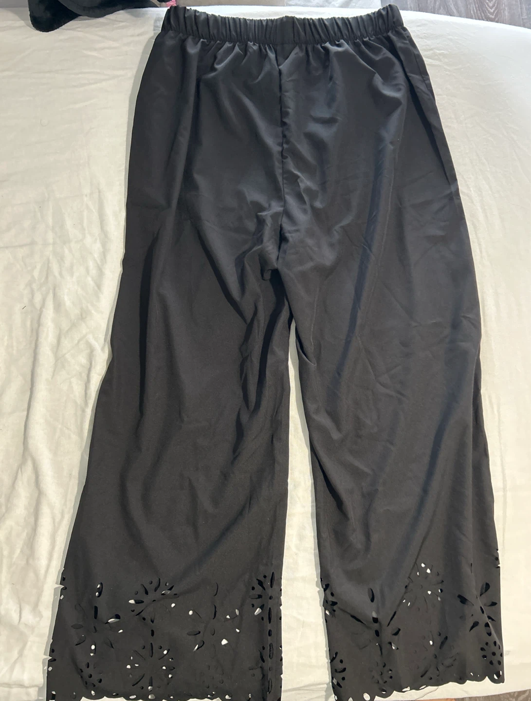 Black Wide Leg Pants with Cutout Detail