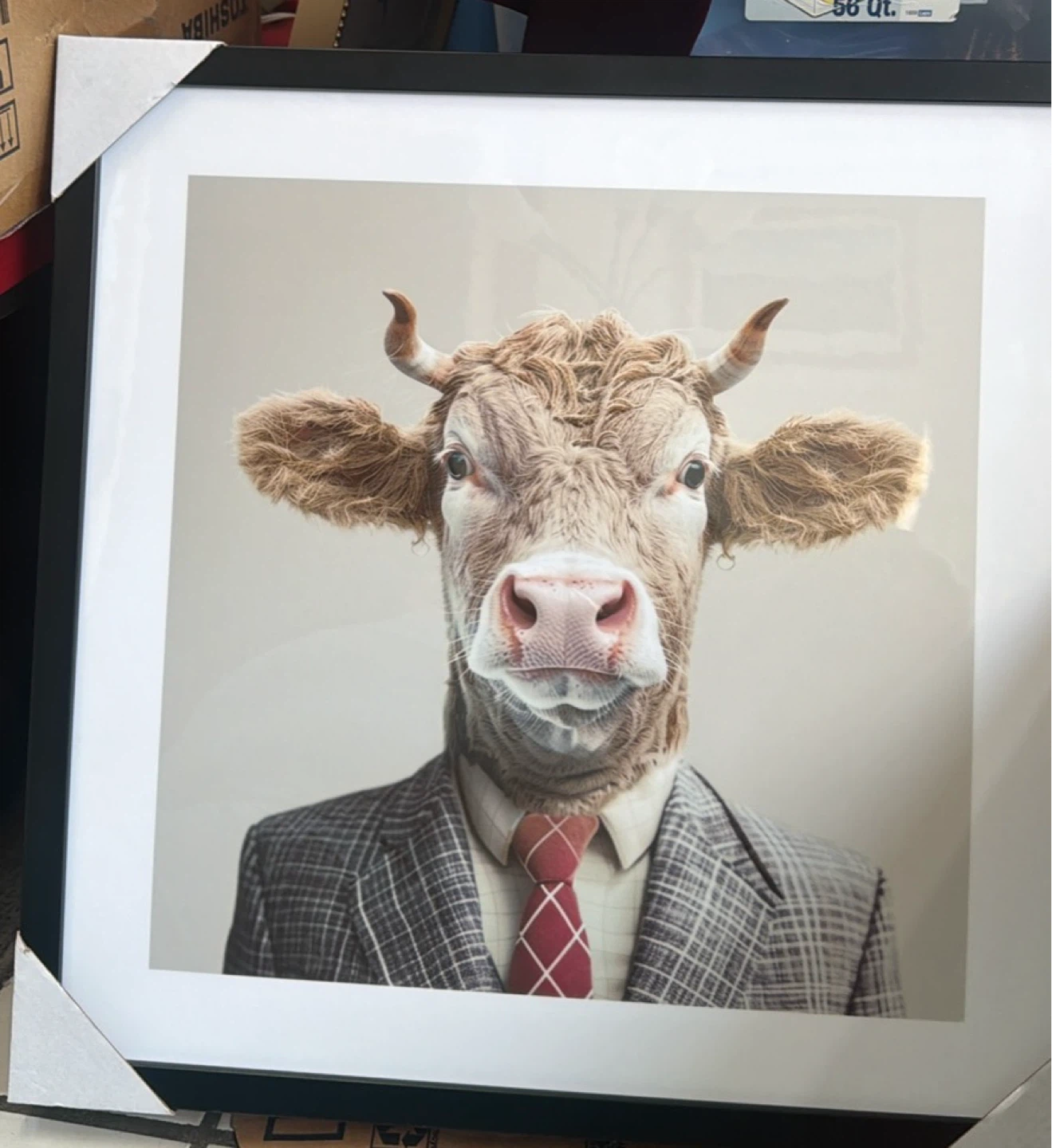 Framed Cow Portrait Wall Art