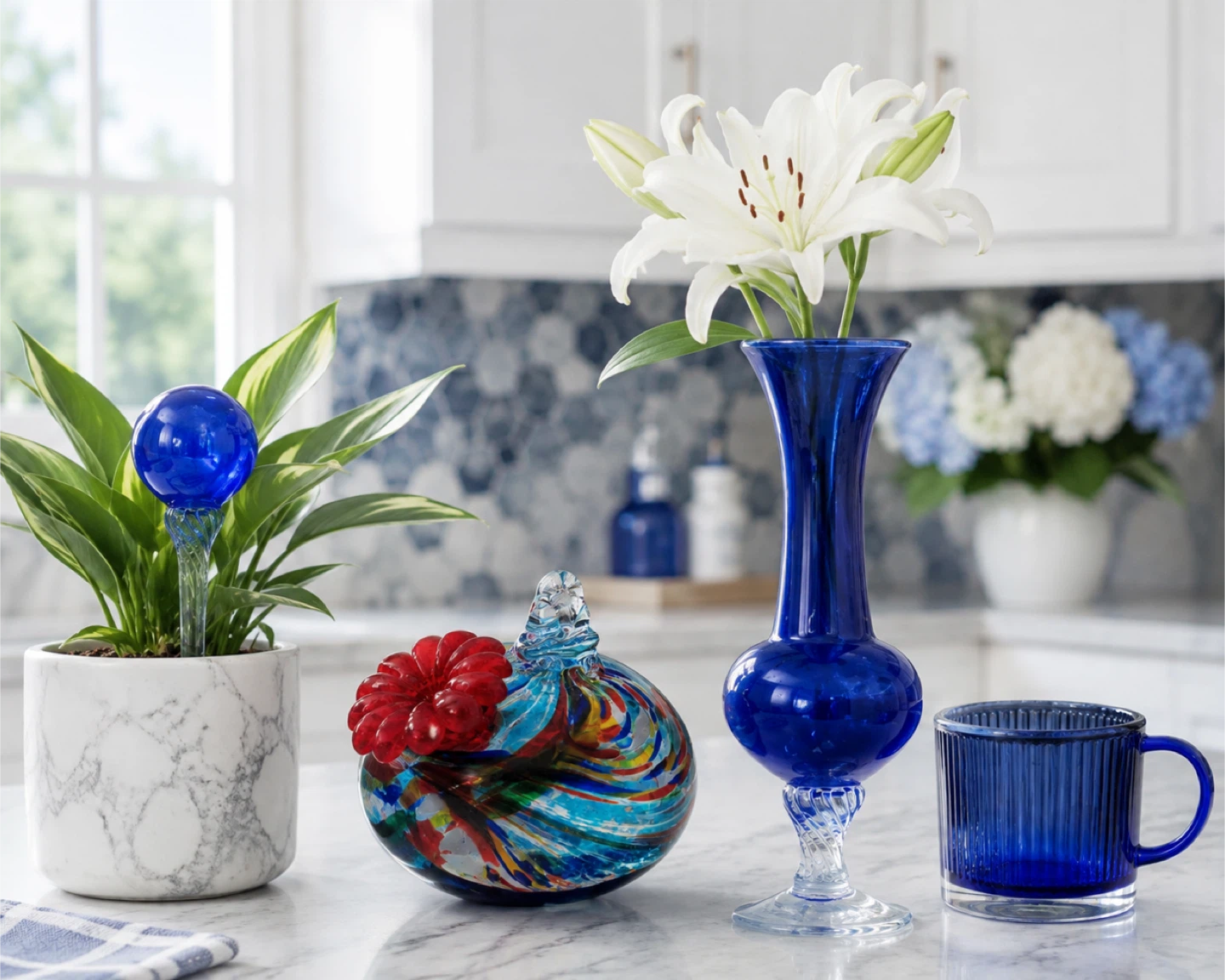 Glass Collection: Blue Vase, decoration, watering bulb, mug - photo 2