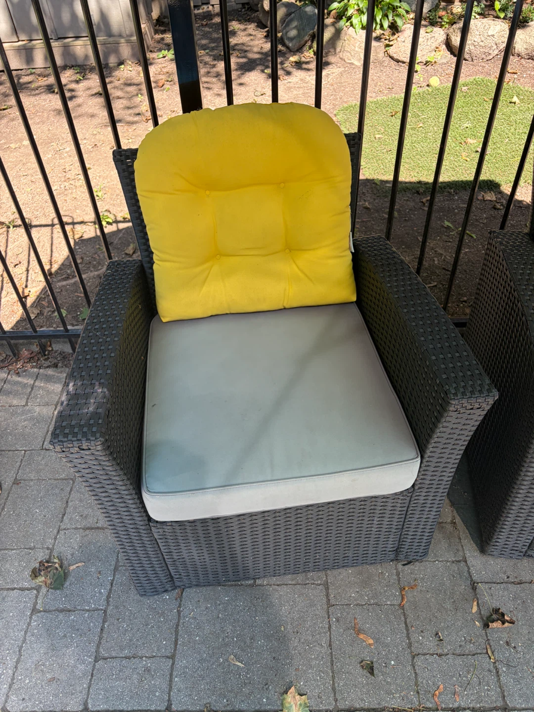 Outdoor Wicker Chair with Yellow Cushion - photo 2