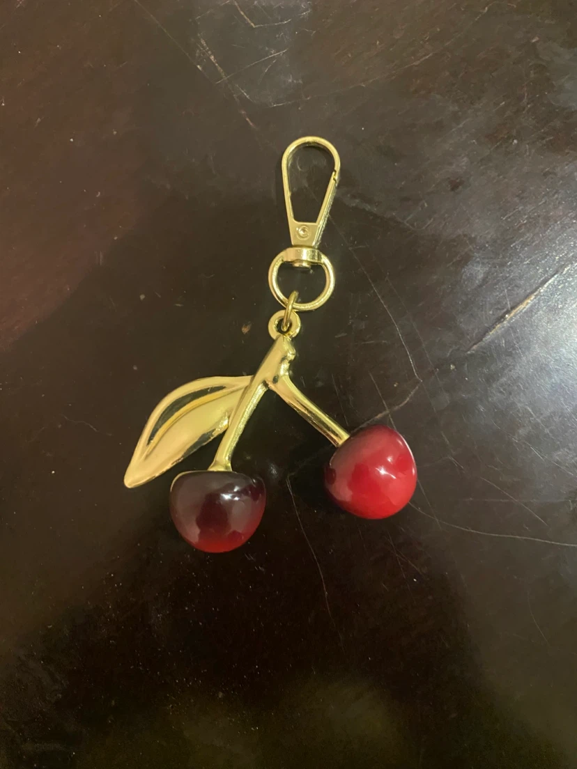 Gold Cherry Keychain Charm