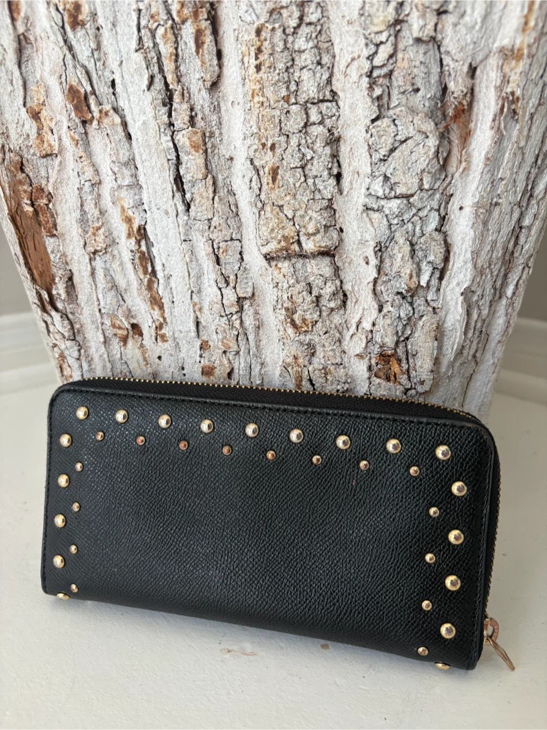 Coach Black Leather Studded Zip Around Wallet - photo 2