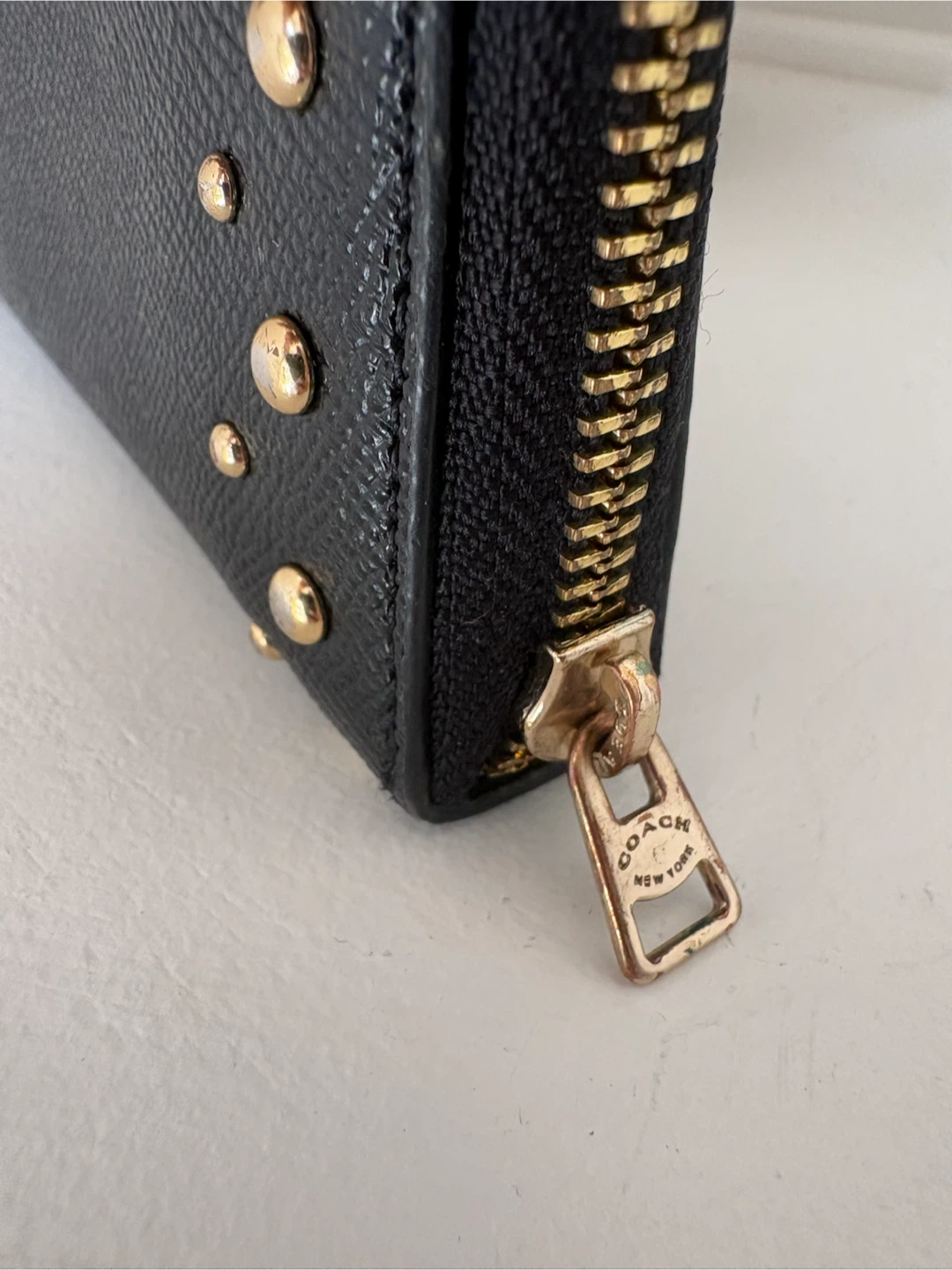 Coach Black Leather Studded Zip Around Wallet - photo 3