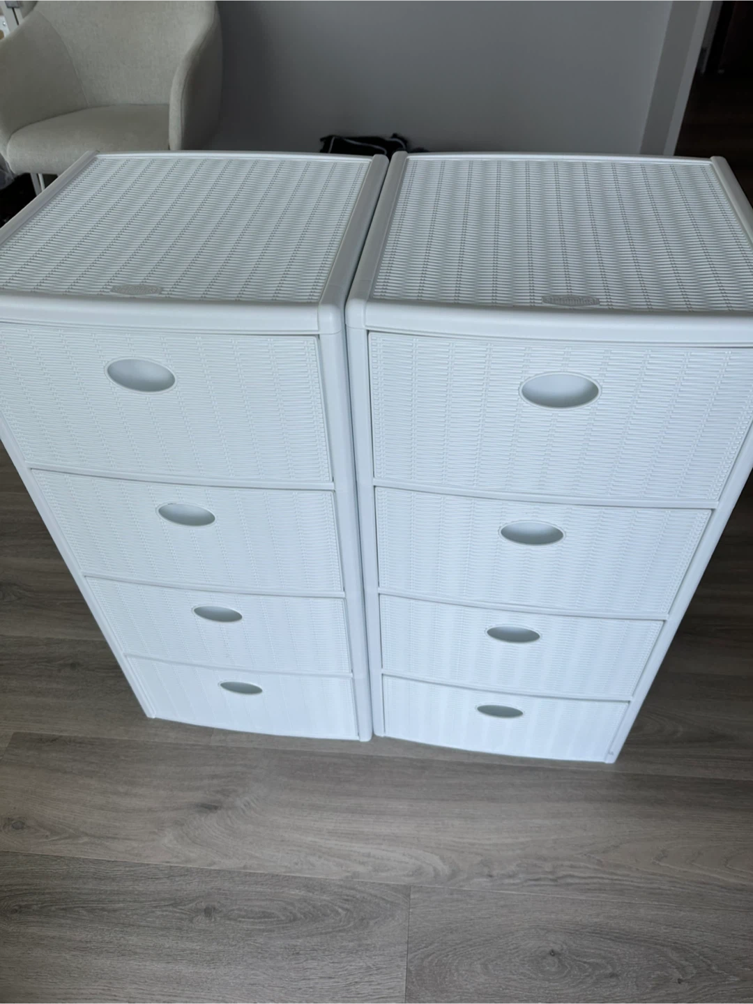 White 4-Drawer Storage Units (Set of 2)
