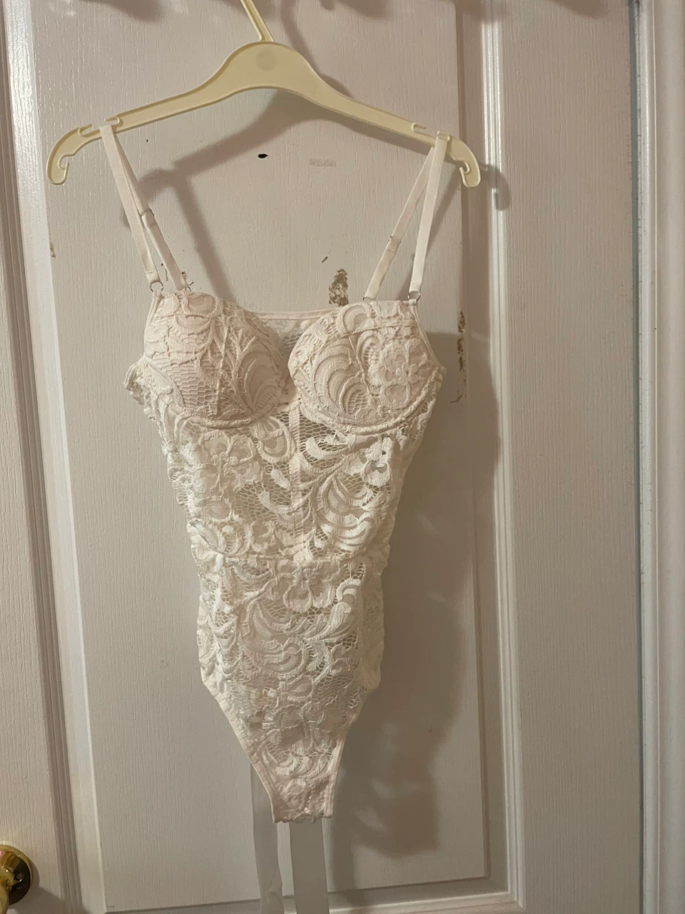 White Lace Teddy Bodysuit with Bow Detail