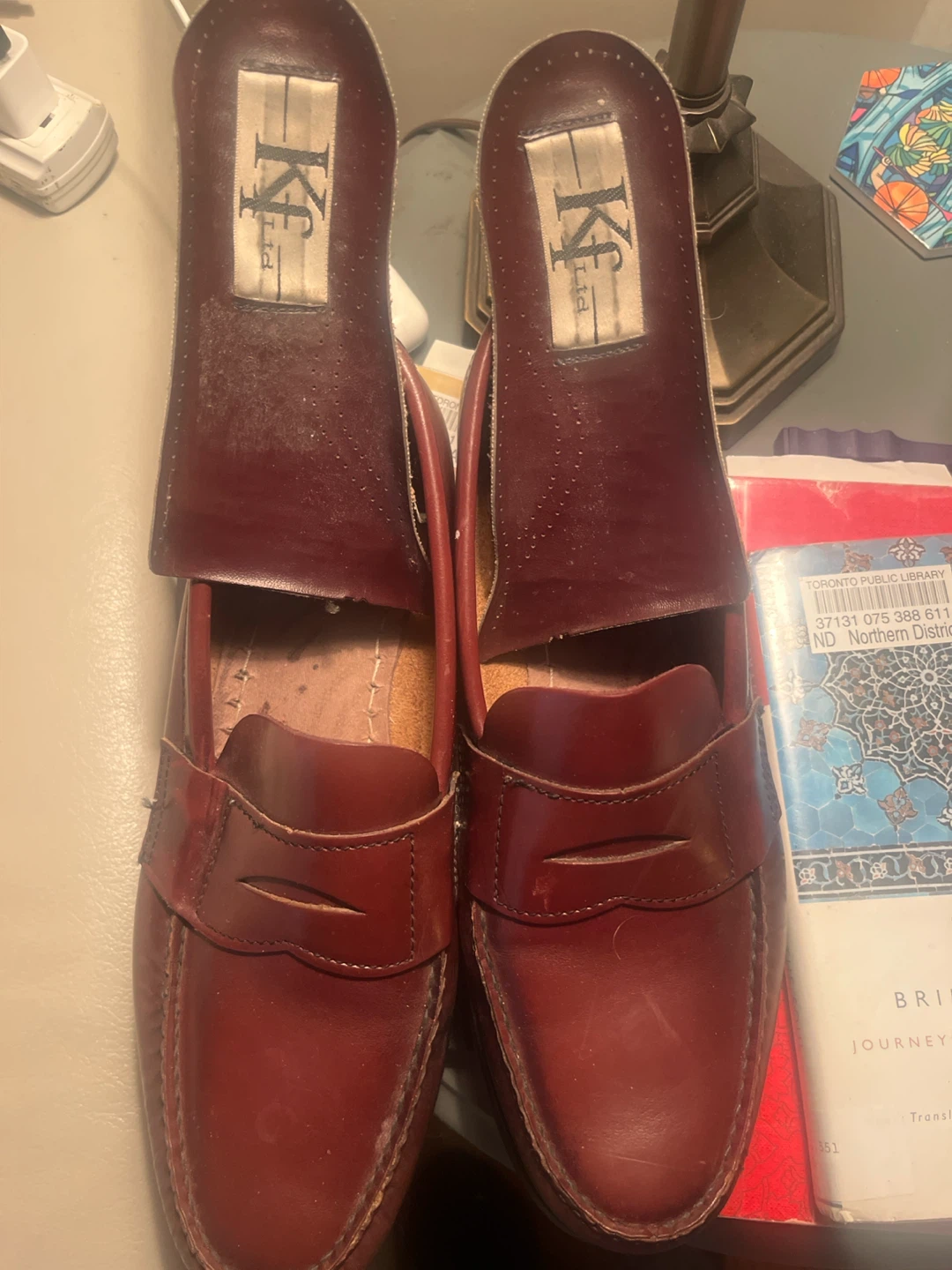 KJ Ltd. Burgundy Leather Penny Loafers