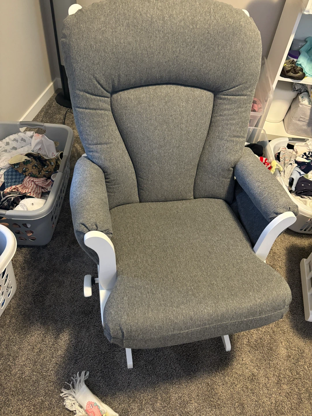 Grey Glider Chair with Ottoman