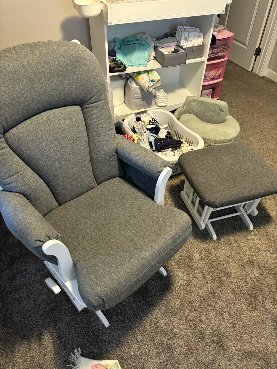 Grey Glider Chair with Ottoman - photo 2