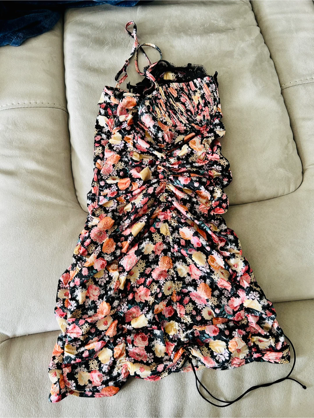 For Love & Lemons Floral Ruched Mini Dress Size S - photo 2
