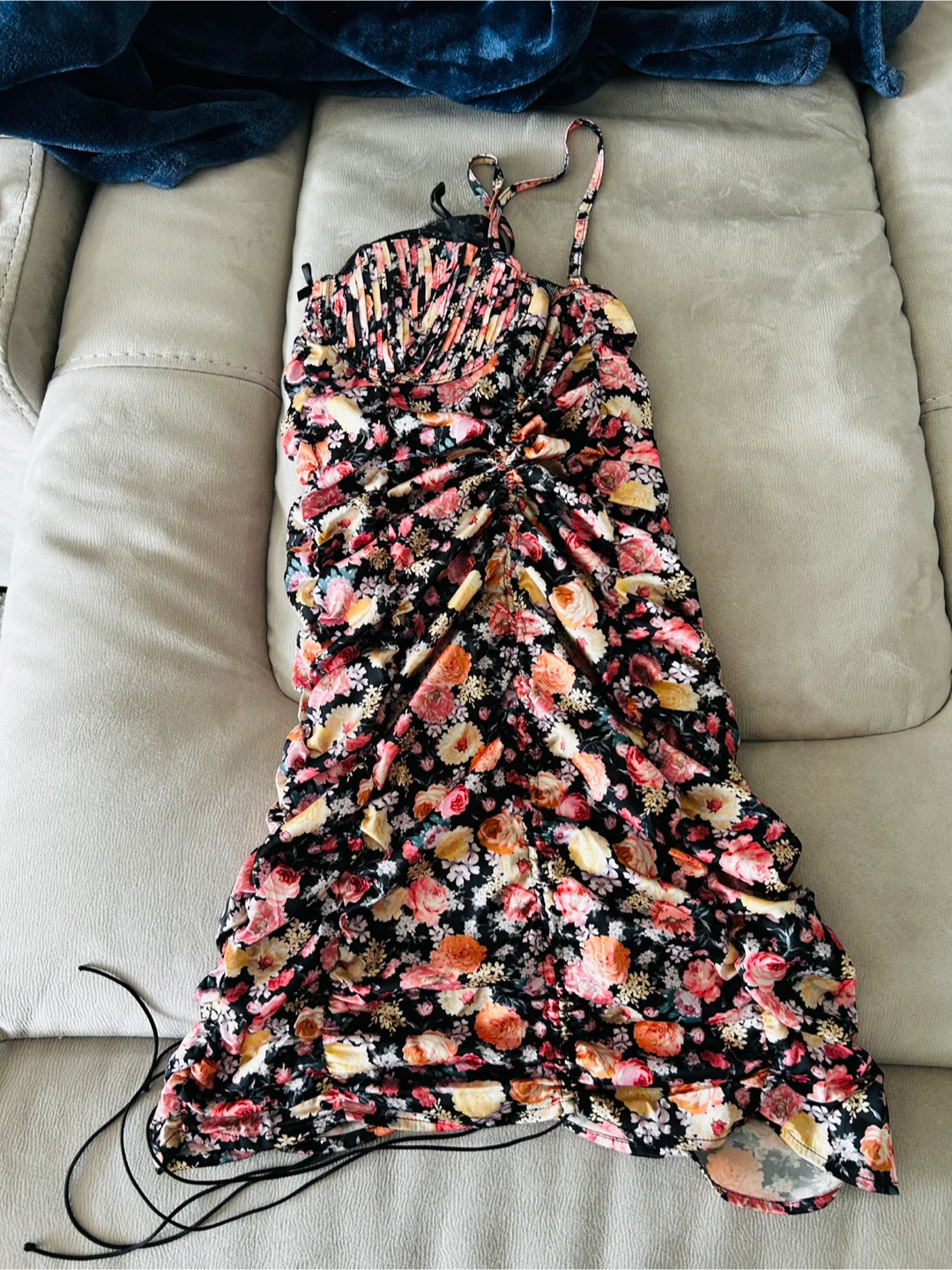 For Love & Lemons Floral Ruched Mini Dress Size S - photo 3