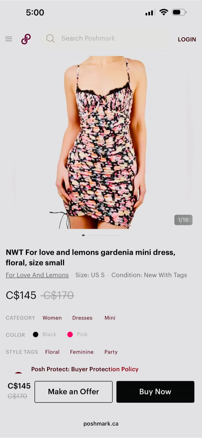 For Love & Lemons Floral Ruched Mini Dress Size S - photo 5
