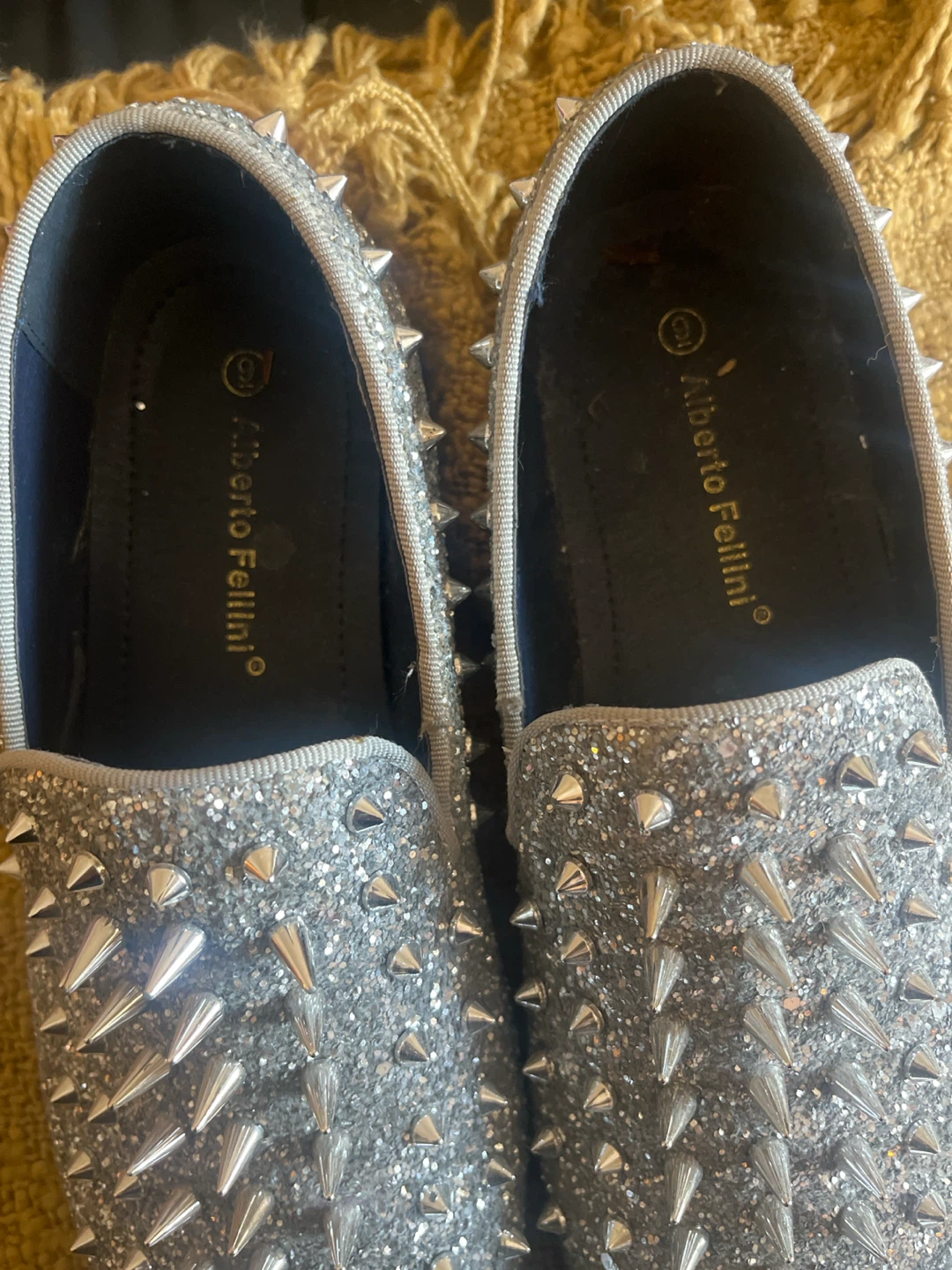 Alberto Fellini Glitter Spiked Loafers