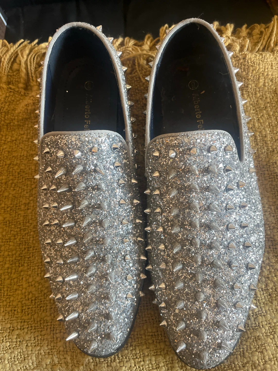 Alberto Fellini Glitter Spiked Loafers - photo 2