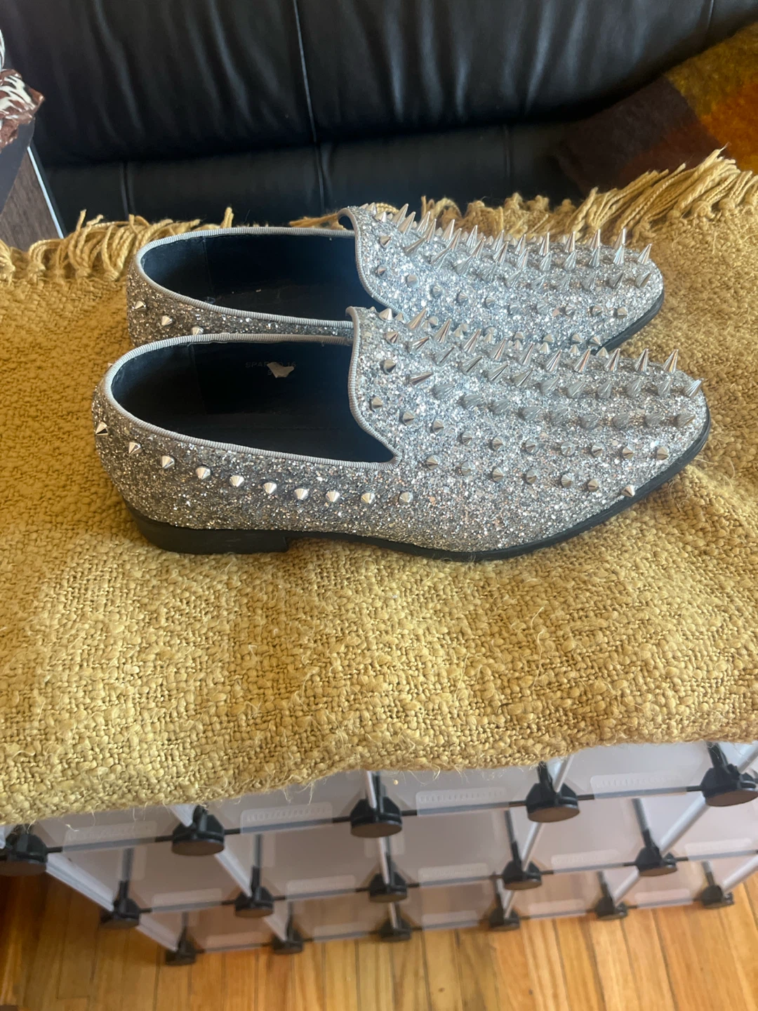 Alberto Fellini Glitter Spiked Loafers - photo 3