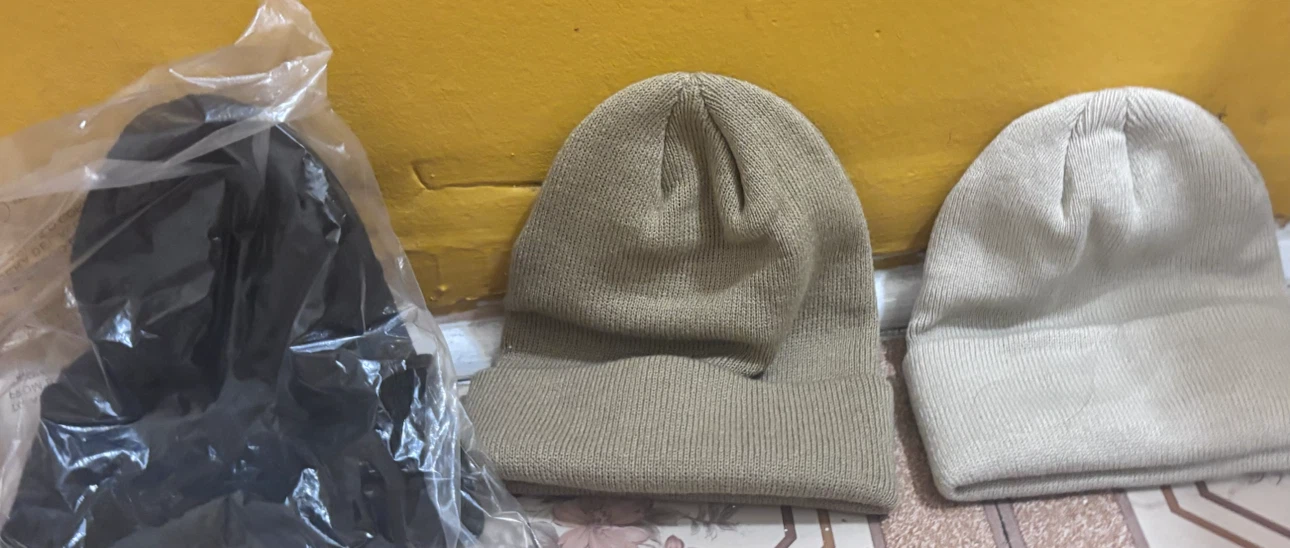 Bundle of 3 Knit Beanies - Black, Tan, and Off-White
