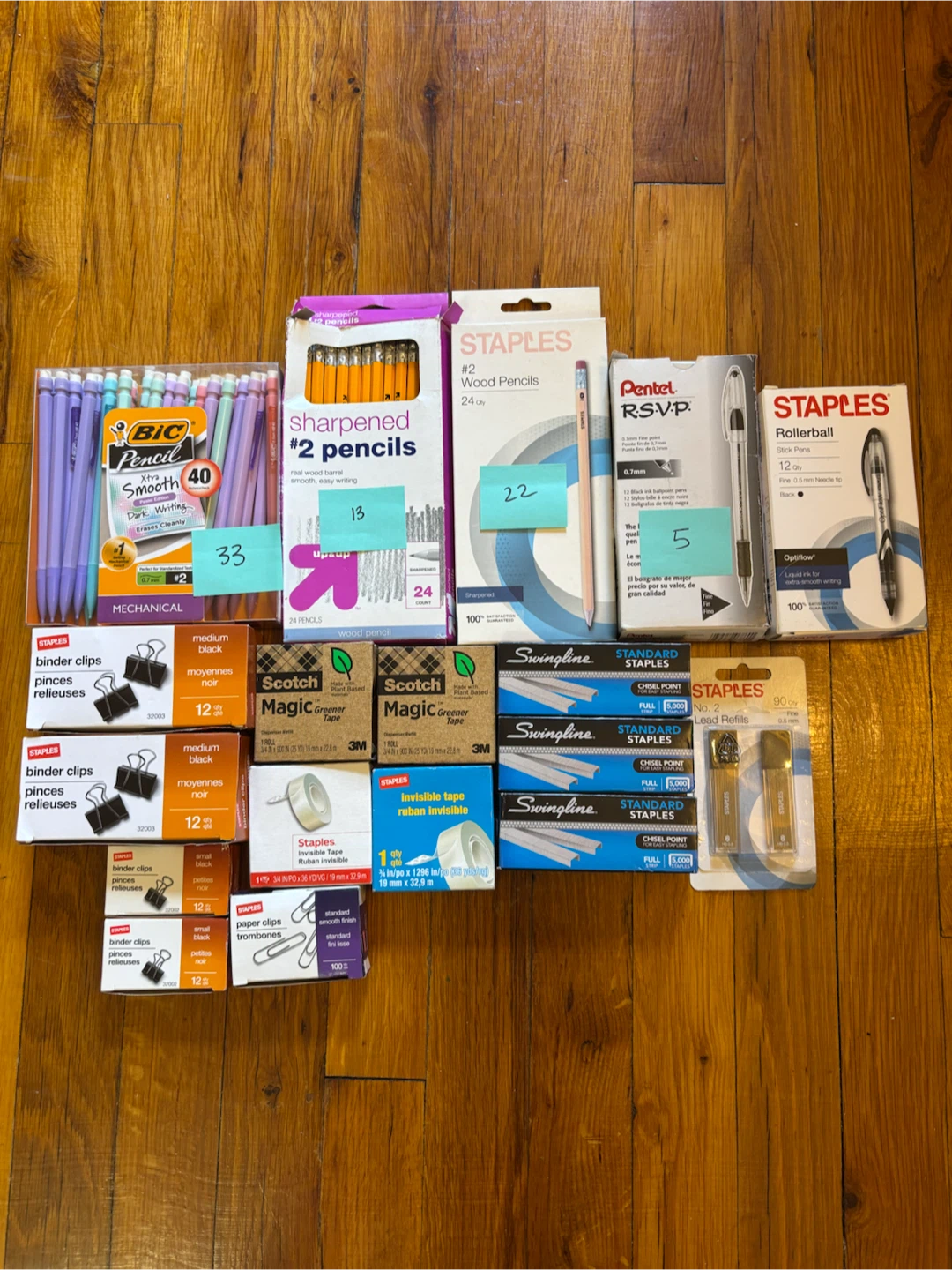 Assorted office supplies
