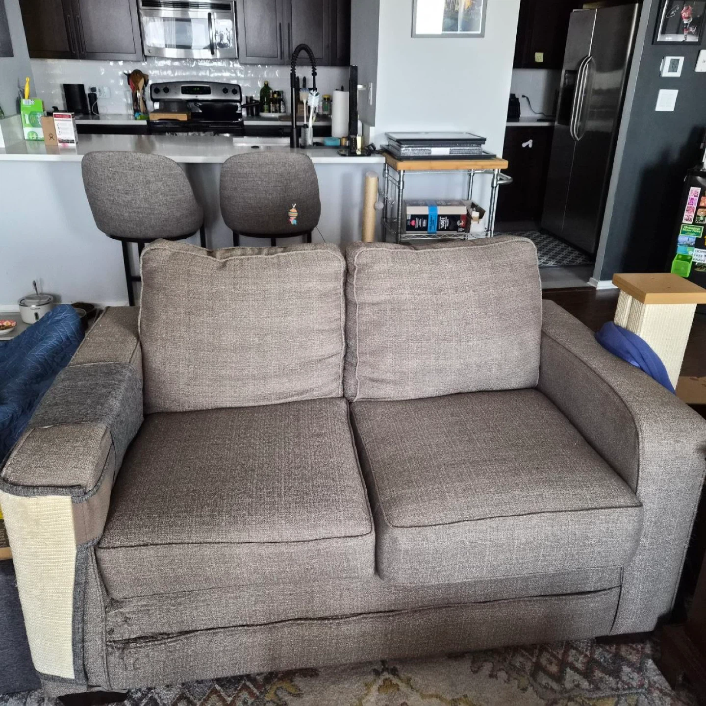 Gray fabric Loveseat and Sofa Set