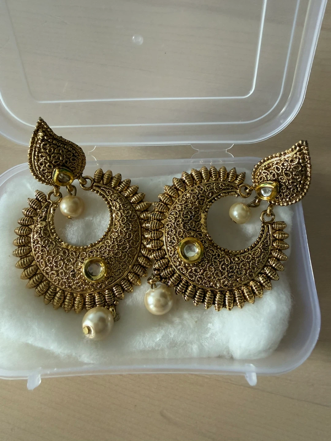 Gold-tone Jhumka Earrings with Pearls - photo 2