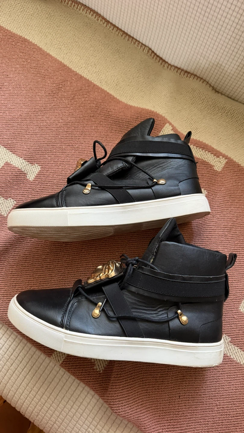Black High-Top Sneakers with Medusa Head Detail - photo 2