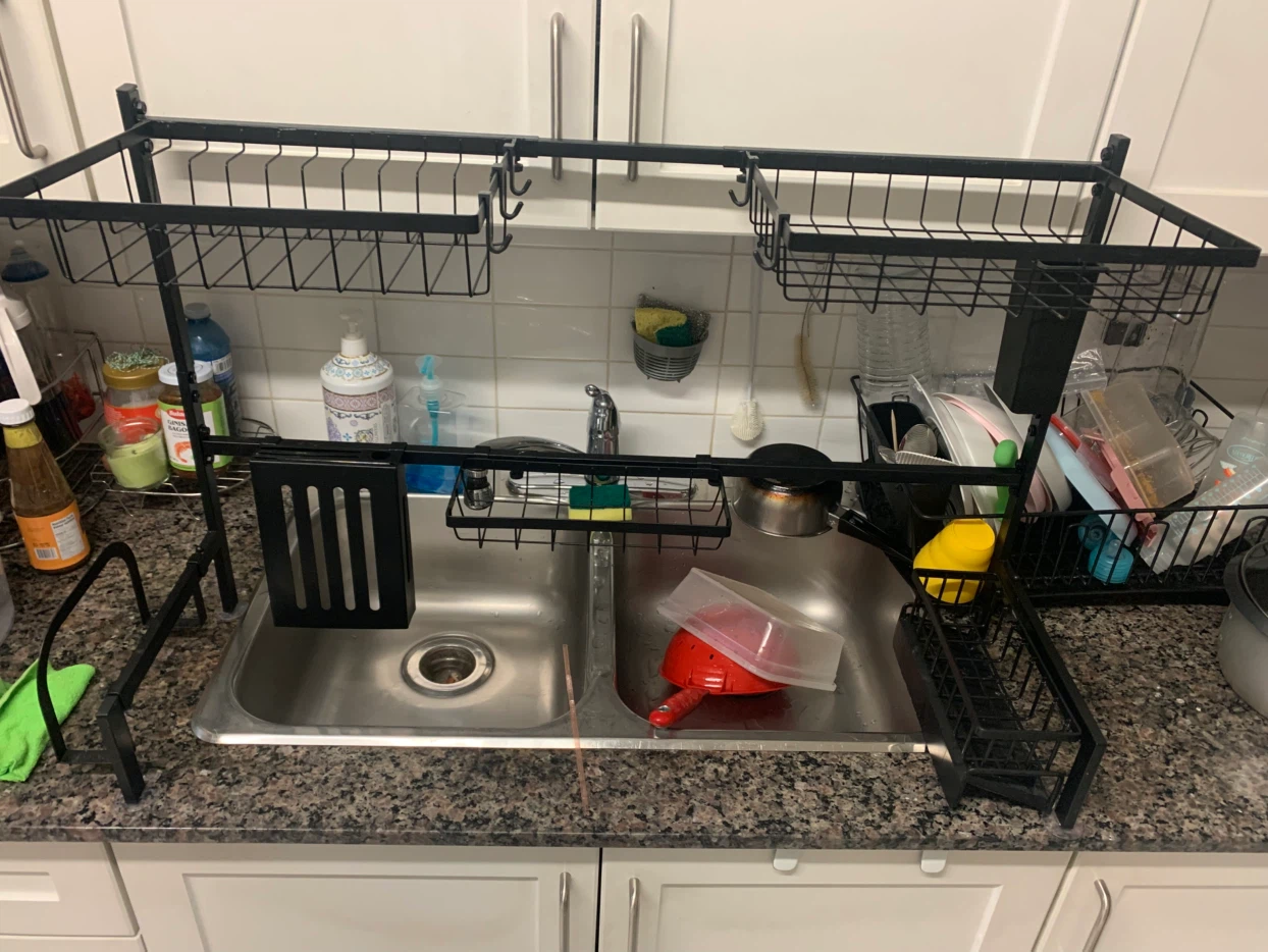 Black Over-the-Sink Dish Drying Rack