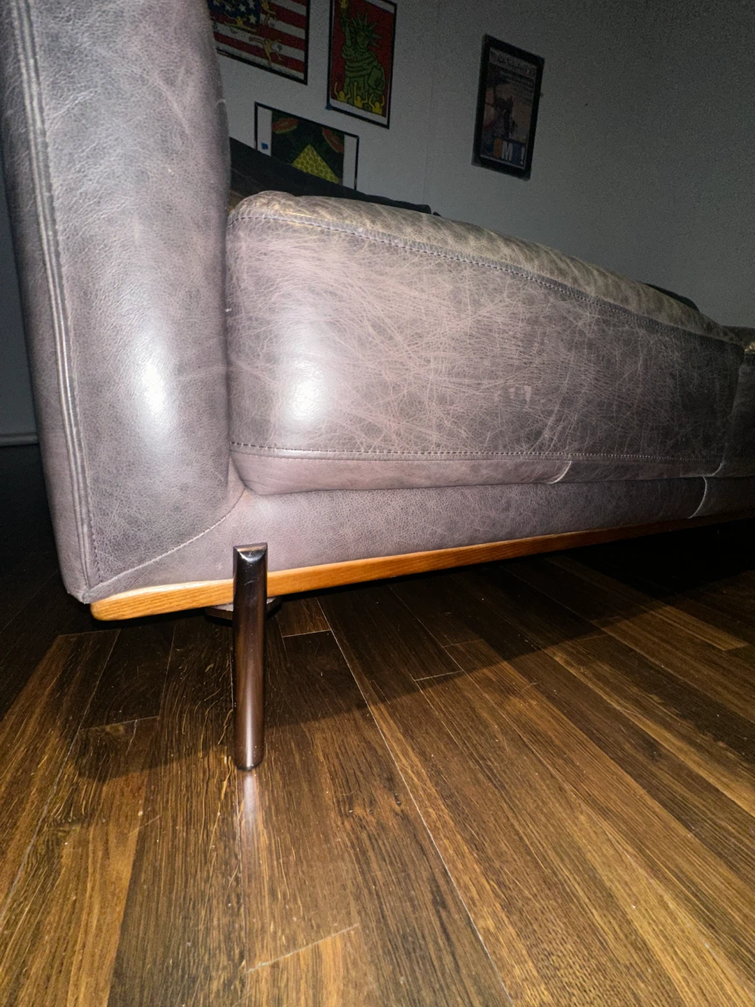 MODANI Gray Leather Three-Seater Sofa - photo 3