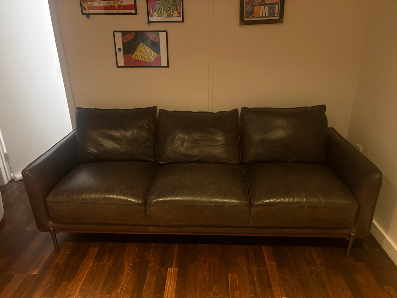 MODANI Gray Leather Three-Seater Sofa - photo 4