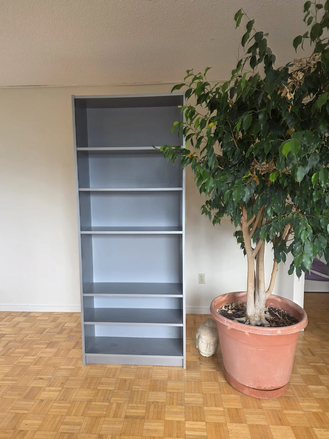Grey 6-Shelf Tall Bookshelf
