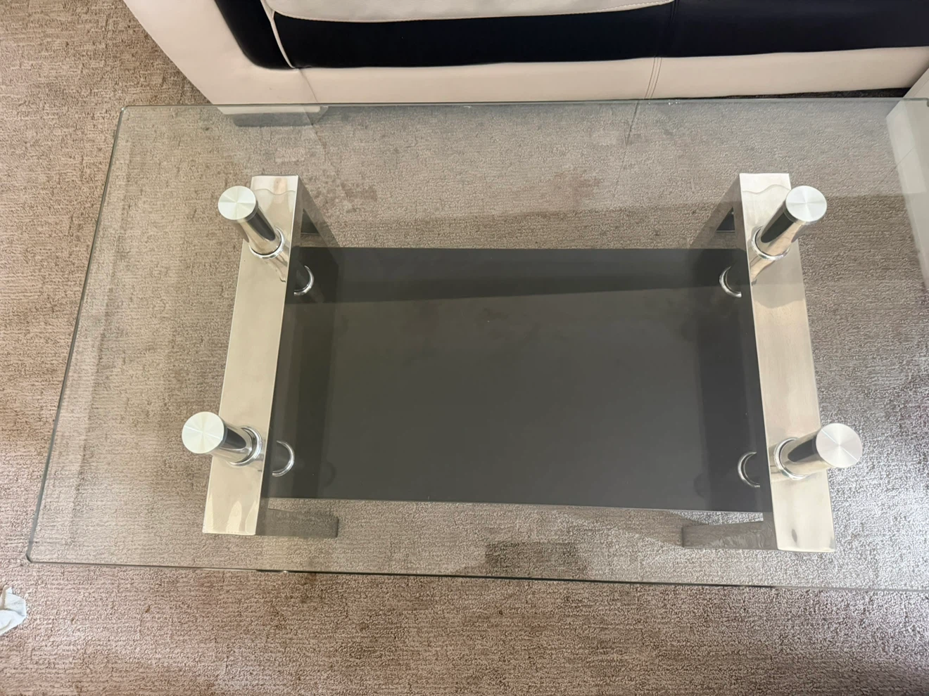Small Glass Coffee Table with Black Shelf - photo 3