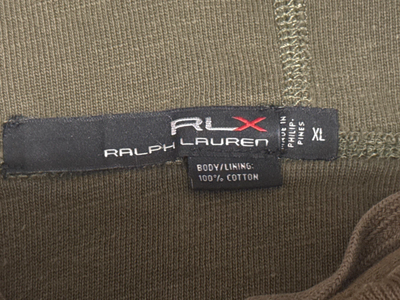 Ralph Lauren RLX Olive Green Cotton Hoodie Size XL - photo 4